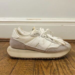 New Balance Cream and Gray Casual Sneakers